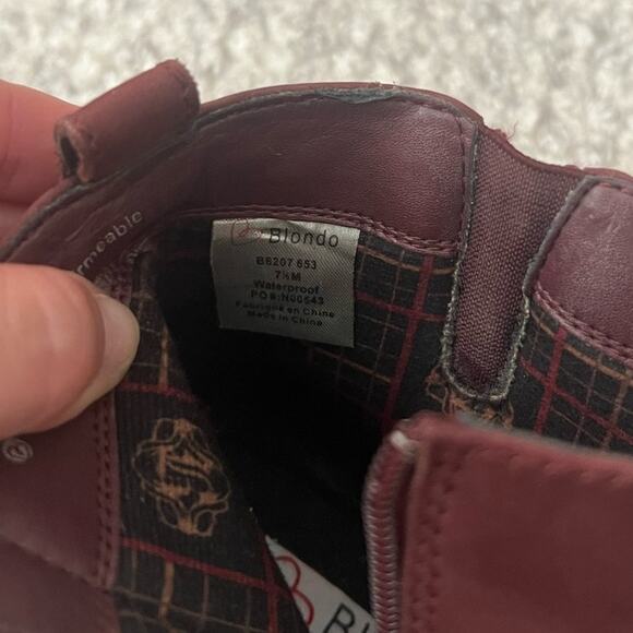 Blondo Nova Maroon Waterproof Nubuck Leather Chunky Heel Boots 7.5 - Picture 8 of 8